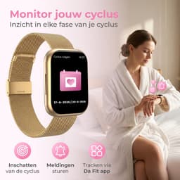 Nuvance Smartwatch Dames - Stappenteller Horloge Dames - Hartslagmeter - Sporthorloge - Geschikt voor iOS/Android - Incl. 5 Bandjes - Goud — thumbnail 3
