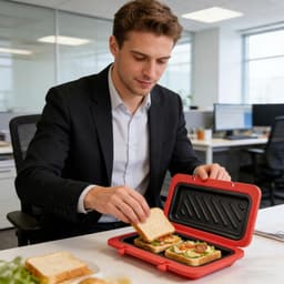 Sandwichmaker Magnetron - Kaassmelter Panini - Snel Ontbijt Maken - Geïntegreerde Verwarming - 45x12x45 cm - Rood — thumbnail 5