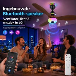MUPOO Modern Houtlook Plafondventilator met Lamp Ø61cm- Bluetooth Speaker & plafonventilator afstandsbediening-RGB ventilator lamp plafond met 3 Snelheden & Slaapmodus - plafondventilator slaapkamer Woonkamer gamekamer — thumbnail 5