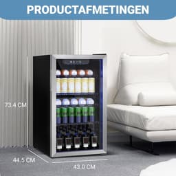 Drankkoeler - Mini koelkast - Dranken Koelen - Stille werking - 80L Capaciteit - Zilver — thumbnail 5
