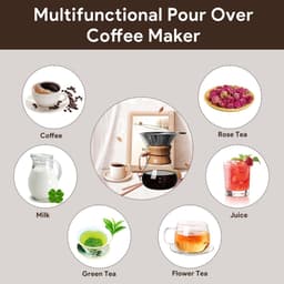 Dailygoods- Koffiezetapparaat 800 ml - Giet op het koffiezetapparaat - Roestvrij staal filter - Houten hals - Glas - Afmetingen 13 x 21,4 cm - Koffiefilter — thumbnail 2