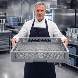 Vaatwassermanden Set - Afwasmand Bestekmand - Commercieel Afwassen - Fijne Bodemstructuur - 50 x 50 cm - Grijs — thumbnail 5
