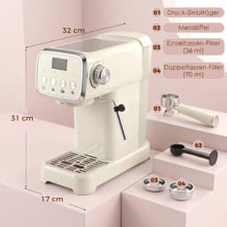 Espressomachine met portafilter (20 bar) met melkschuimer en afneembaar waterreservoir van 1,2 liter voor espresso. — thumbnail 5