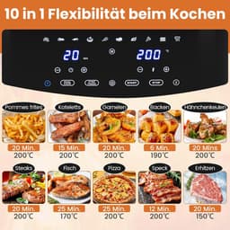 COSTWAY Heteluchtfriteuse, 2 kamers, Airfryer 8,5 l met kijkvenster, Sync Cook & Match Finish, digitaal touchscreen en 360° hete lucht, 2100 W, vaatwasmachinebestendig — thumbnail 4