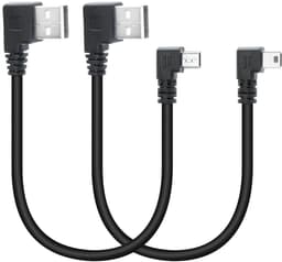 SnelShoppen - Short Mini USB Kabel 10 inch - 2.0A Plug Rechts Hoek - Voor GPS, Dashcam, Digitale Camera, Harde Schijf - 25 cm Antitangle Draad — thumbnail 1