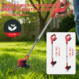 ApexArte® Grasmaaier Elektrisch - Grastrimmers met Accu - Rood — thumbnail 4