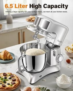 SnelShoppen - Keukenmachine 6,5L Roestvrijstaal, 10 Snelheden Deegmachine met Pulsfunctie, Kneedmachine incl. 3-delige Patisserieset voor Bakplezier i — thumbnail 5