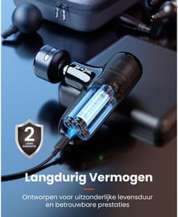 Massage Gun met Infrarood en Warmte – 5 Snelheden – 5 Massagekoppen – 7 mm Amplitude – Compact — thumbnail 2