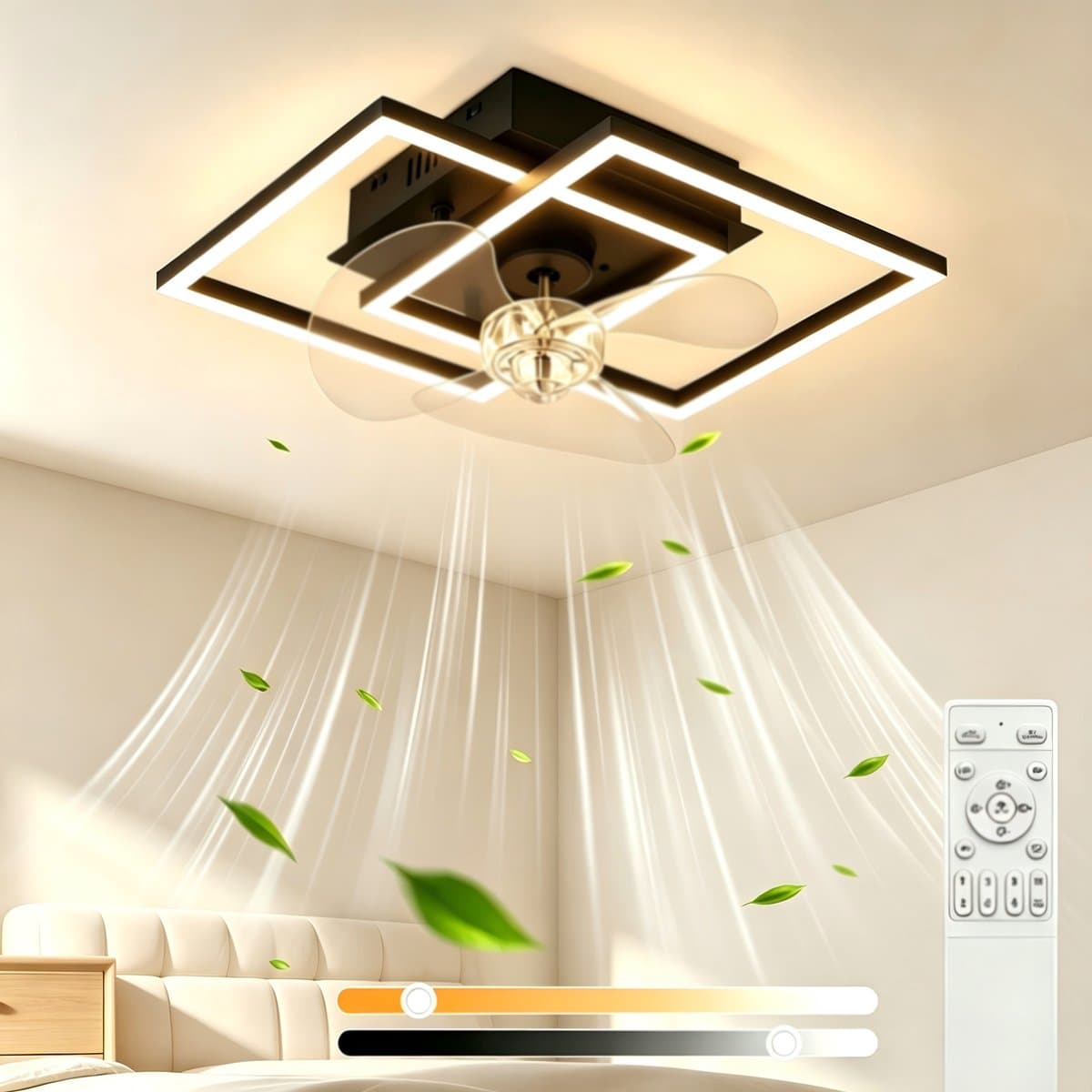 NETTLIFE Plafondventilator met Verlichting LED - Stil - Met Afstandsbediening - Zwart - 3000-6500K Dimbaar - Modern - 6 Standen - DC-Motor - Timer - Voor Slaapkamer — afbeelding 1