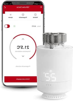 Intelligente Thermostaatkop - Radiatorregelaar App - Energie Besparen - Zigbee Bediening - 55 x 94 mm - Wit — thumbnail 1