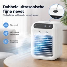 Mobiele Airco - 3-in-1 Luchtkoeler - Draagbare Aircooler met Verneveling - Oplaadbare Ventilator met Waterreservoir - Voor Thuis en Kantoor - Wit — thumbnail 2
