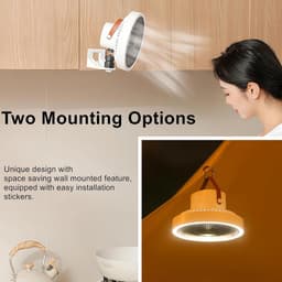 Wandventilator met Afstandsbediening - Muurventilator - Ruimte Koelen - Ingebouwde Nachtlamp - 18 cm - Wit — thumbnail 3