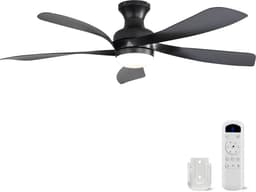 Plafondventilator Met Lamp - 5 ABS Bladen - Ø 132 cm - Dimbare lamp - Met Afstandsbediening - 6 ventilatorstanden - LED's Light - Zwart — thumbnail 1