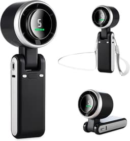 Mini draagbare ventilator (12 uur), kleine zak-/bureau-/nekventilator met 5 krachtige snelheden en borstelloze motor, oplaadbare ventilator van 3600 mAh voor kamperen, sporten en reizen - Sterrengrijs — thumbnail 1