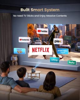 Mini Beamer Full HD 1080P - Smart Beamer met Netflix - 4K Ondersteuning - WiFi 6 - Bluetooth 5.2 - Draagbare Projector - Dolby Audio - Automatische Keystone - Elektrische Focus - HDMI ARC - Home Cinema Beamer — thumbnail 5