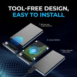 Ultra Slim USB 3.0 2,5 tommer 6,35 cm SATA eksternt aluminium-harddiskkabinet i aluminium [Sort] (EC-UK30) — thumbnail 5