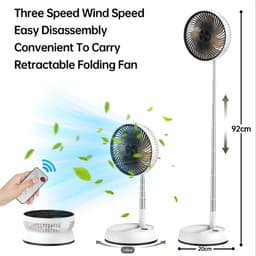 Statiefventilator - Zomerkoeling - Staande ventilator - Verkoeling woonkamer - Slaapkamer ventilator - Hittegolf oplossing - Verstelbare ventilator - Ventilator met afstandsbediening - Stille ventilator - Draaibare kop - Frisse lucht in huis - Zwart — thumbnail 4