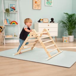 Toys Actieve tots indoor houten klimframe voor baby's en peuters, 1 jaar, Montessori Pikler Style klimdriehoek, babyspeelgoed, interactieve speelgym voor infants, 12 maanden — thumbnail 4