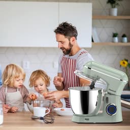 SnelShoppen - Keukenmachine Kneedmachine 1400W Deegmachine 6L RVS Kom 10+ P-niveaus Roermachine met Garde, Deeghaak en Spatbescherming voor Bakken — thumbnail 3