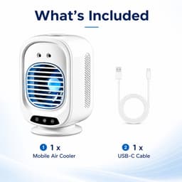 Mobiele Aircooler met Waternevel - Automatisch Oscillerende Mini Airco voor Slaapkamer - Stille Luchtkoeler met Timer & 3 Snelheden - Wit — thumbnail 2