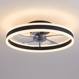 LED-plafondventilator met verlichting- platte plafondventilator met verlichting- 6 snelheden en omkeerbare windrichting voor alle seizoenen- dimbare LED- 40 cm -zwart — thumbnail 2