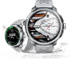 Anymoving M1-Sporthorloge met GPS Tracker-Smartwatch Heren - 1.5" AMOLED - Dual band GPS - AI Functie - 170+ Sportmodi - Bluetooth Belfunctie - 5ATM Waterdicht - Hartslagmeter - Geschikt voor Android en iPhone - Zilver