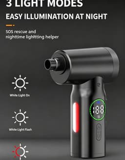 KZQ Oplaadbare elektrische luchtblazer voor computer en auto - Draadloos mini-stofblazer met LED-verlichting - Handheld blower voor toetsenbord en elektronica - Zwart — thumbnail 4