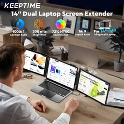 UFTA Dubbele Laptopmonitor 14 Inch - FHD IPS USB-C Triple Scherm - Plug & Play Windows Mac Xbox - 270° Rotatie Draagbaar - Zwart — thumbnail 5