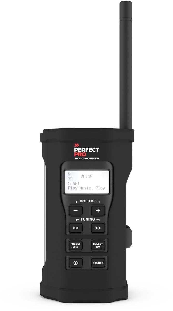 PerfectPro Soloworker - Bouwplaats Radio - Dab+ & FM - Bluetooth - Lithiumaccu - Oplaadbaar - Zwart - IP64 - SWBT2 — afbeelding 1