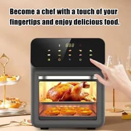 Heteluchtfriteuse Oven - Combi Apparaat - Gezinsmaaltijden Bereiden - Dubbele Zone Functionaliteit - 15 Liter - Zwart — thumbnail 4