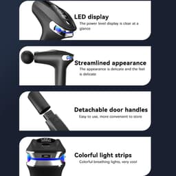 Fascia Gun - Diepweefselmassagepistool - 3200 RPM Impactmassager - Uitgerust met een 18 cm lange handgreep, slim LED-display en therapielampje - Geschikt voor sporters, kantoorpersoneel en voor het herstel van rug- en nekspieren - Zwart — thumbnail 5