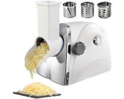 Elektrische Kaasrasp - Keukenmachine Versnipperaar - Snel Groenten Snijden - Krachtige Motor 300W - 45x24x28 cm - Zilver