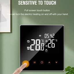 Slimme Vloerverwarming Thermostaat - Wifi Thermostaat - Comfort Verhoging - Vlamvertragend Materiaal - 86x86x40mm - Zwart — thumbnail 4