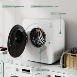 Sogiol® Compacte Mini Wasdroger afvoerdroger - 5 Programma's - RVS Trommel 4 kg 800W 400W — thumbnail 2