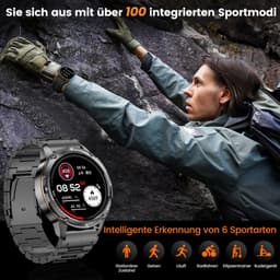 FOSMET GPS Smartwatch Heren 2026 - Militair Niveau Rugged Sporthorloge - 1,43 Inch - 100+ Sportmodi - 24/7 Hartslagmeter, SpO2 & Slaapmonitor - Fitnesshorloge - Geschikt voor Android & iOS - Zwart — thumbnail 2