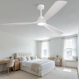 Plafondventilator 70 inch in puur wit met drie versterkte massief houten propellerbladen - draadloze afstandsbediening - omkeerbare DC-motor - zes snelheidsstanden - 3 kleurtemperatuurstanden - instellingengeheugen — thumbnail 2