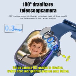 Vashoy T86 - GPS Horloge Kind geschikt - Kinder Smartwatch - Smartwatch Kinderen met HD - camera & Videobellen - voor SIM kaart - 750 mAh Long Battery - IPX7 Waterdicht - SOS Knop - School Mode - Veilige Zones - GPS Tracker - 1 Jaar Garantie - Blauw — thumbnail 5