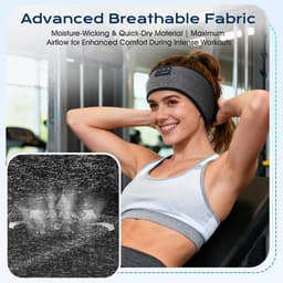 Bluetooth Hoofdband met Koptelefoon - Draadloze Sport Hoofdband - Slaap Koptelefoon - Zachte Muziek Hoofdband - Ultra Dunne Stereo Speakers - Bluetooth 5.2 - Voor Sport Yoga Reizen en Zijslapers — thumbnail 3