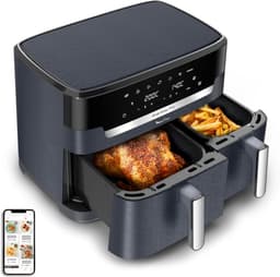 Heteluchtfriteuse Dubbel - Airfryer Twee Lades - Complete Maaltijden Bereiden - Twee Gerechten Tegelijk - 8.3 L - Zwart — thumbnail 3