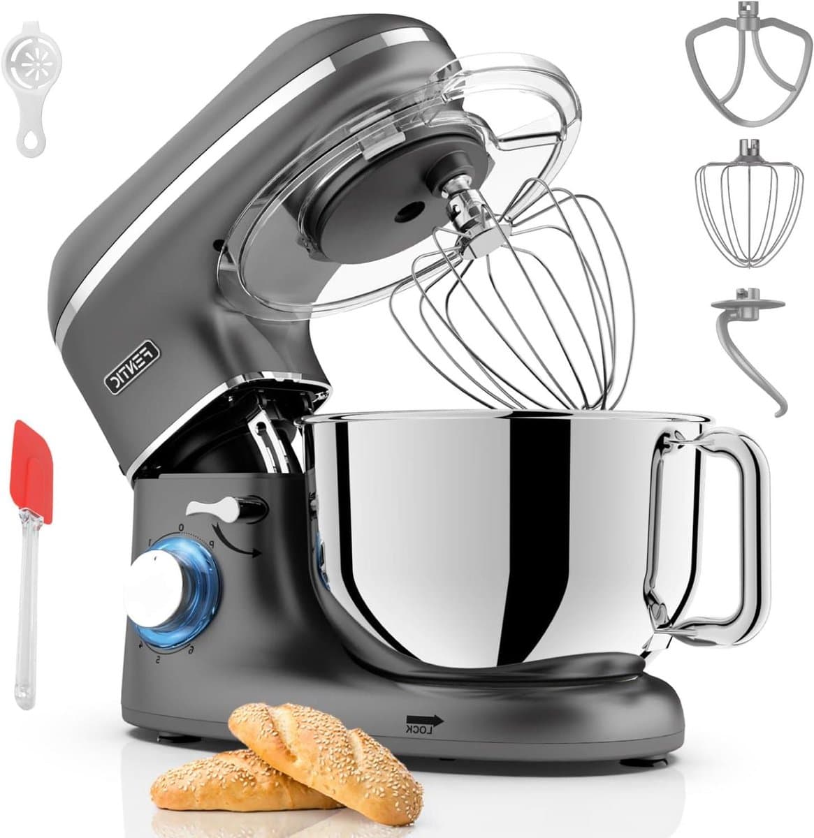 Keukenmachine - Mixer Robot - Bakken en Mixen - Krachtige 2000W Motor - 6.2 Liter - Antraciet — afbeelding 1