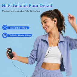MP3 Speler met Bluetooth 5.3 - 64GB Kaart Inclusief - Uitbreidbaar tot 512GB - FM Radio - Voice Recorder - met Oordopjes — thumbnail 3