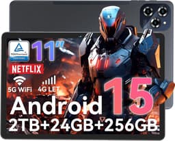 SnelShoppen - 11 Inch Android 15 Tablet - TABWEE W90 - 24GB RAM, 256GB ROM, 4G LTE + 5G WiFi, Octa Core T615, 8000mAh Batterij, AI Camera, GPS — thumbnail 1