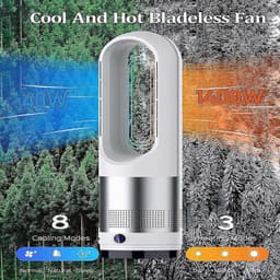Torenventilator - Bladeless Fan - Kamer Lucht Circuleren - Warm en Koel Functie - 18 inch - Wit — thumbnail 2