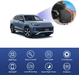 Dashcam 4K Geschikt voor Volkswagen Tiguan MK3 2024-2026 (6766 Zwart), OEM Auto Camera, 2160P UHD Video Wifi, Parkeermonitor, G-Sensor, Loop Opname, WDR Dash Cam Car, Plug&Play, 64GB Kaart — thumbnail 2