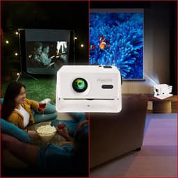 SnelShoppen - Draagbare Mini Beamer 150 ANSI Lumen | HD Projector 720p met Android 13, Auto Focus, WiFi Dual Band en App Streaming voor Feest, Camping — thumbnail 4