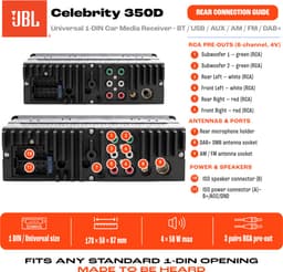 JBL Celebrity 350D – Autoradio met DAB+ & Bluetooth – 1-DIN – USB – AM/FM – 4V RCA — thumbnail 4