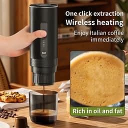 ITRONIQ Draagbare Espressomachine Met Accu - Draadloze Mini Koffiemachine 15 Bar - Voor Nespresso Capsules&Gemalen Koffie - Zwart — thumbnail 3