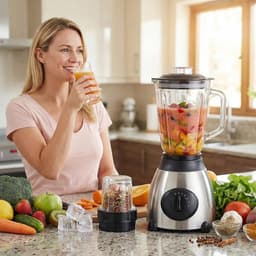 Keukenmachine - Blender Kruidenmolen - Smoothies Maken - Dubbele Functie - 15 liter - Zwart — thumbnail 3