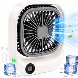 Draagbare Bureauventilator - Lichtgewicht USB-C Ventilator - Handventilator Oplaadbaar - Mini Tafel Ventilator - 3 Standen - Mini Desk Fan - Compacte Kleine Oplaadbare Ventilator - voor Auto, Kantoor & Onderweg - Handwaaier - Wit - Silvergear — thumbnail 1