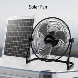 Zonneventilator 3-in-1 met Accu en Netadapter - Solar Ventilator - Mobiele Werkventilator - 12 W Zonnepaneel - 8800 mAh - Ø30 cm — thumbnail 5